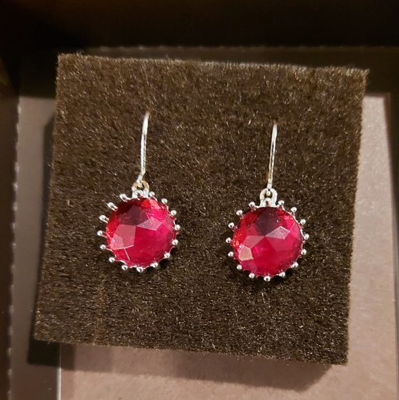 Clip on red silver earrings Yanbal - Picture 1 of 4